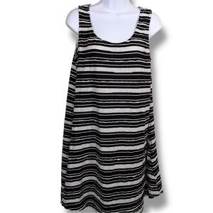Medium Chalet Black White Layered Ruffle Sleeveless Tank Dress Shift Style